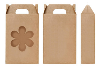 盒子棕色（的）窗口花形状减少包装模板空卡夫盒子纸板孤立的白色背景盒子纸卡夫自然材料礼物盒子棕色（的）纸工业<strong>包装纸箱</strong>