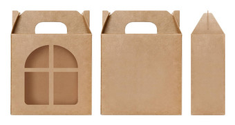 盒子棕色（的）窗口形状减少包装模板空卡夫盒子纸板孤立的白色背景盒子纸卡夫自然材料礼物盒子棕色（的）纸工业包装纸箱