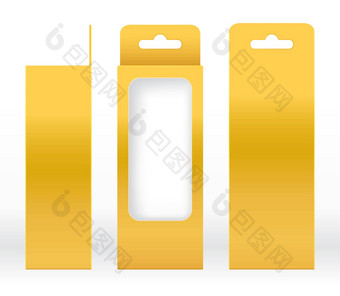 挂盒子黄金窗口<strong>形状</strong>减少包装模板空白奢侈品空盒子金黄色的模板设计产品包礼物盒子黄色的黄金盒子包装纸卡夫<strong>纸板</strong>包