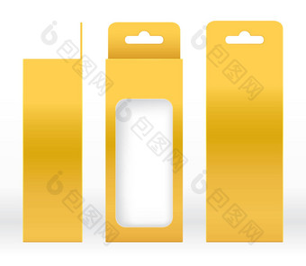 挂盒子黄金窗口形状减少包装模板空白奢侈品空盒子<strong>金黄色的</strong>模板设计产品包礼物盒子黄色<strong>的</strong>黄金盒子包装纸卡夫纸板包