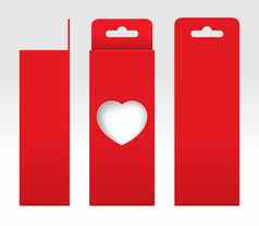 挂红色的盒子窗口心形的减少包装模板空白空盒子红色的纸板礼物盒子红色的卡夫包纸箱