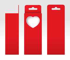 挂红色的盒子窗口心形的减少包装模板空白空盒子红色的纸板礼物盒子红色的卡夫包纸箱
