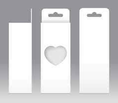挂盒子白色窗口心形状减少包装模板空白空盒子白色模板设计产品包礼物盒子白色盒子包装纸卡夫卡董事会包