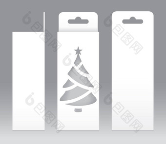 挂盒子白色窗口圣诞节树形状减少包装模板空白空盒子白色模板设计产品包礼物盒子白色盒子包装纸卡夫卡董事会包