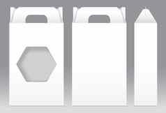 高盒子白色窗口形状减少包装模板空白空盒子白色模板设计产品包礼物盒子白色盒子包装纸卡夫卡董事会包