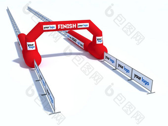 充气开始完成行拱插图充气拱门合适的户外体育运动事件渲染