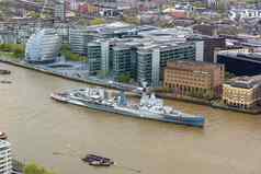 空中视图英国皇家海军舰艇贝尔法斯特泰晤士河河伦敦