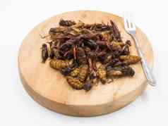 炸昆虫蛋白质丰富的食物