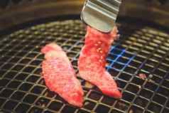 牛肉片烧烤日本食物烤肉