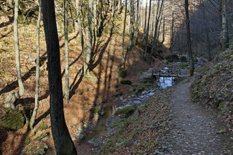 秋天走迷宫泰特文巴尔干半岛高山峰河桥正在尝试planina