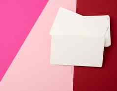 堆栈矩形白色纸空白业务卡片粉红色的