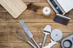 面包店烹饪工具厨房小时尺度木表