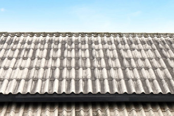 屋顶波浪瓷砖屋面瓷砖白色灰色屋面瓷砖天空背景
