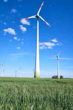 风能源发电机玉米田