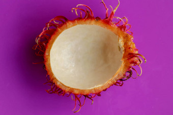 皮热带水果红毛丹自然新鲜的成熟的Nephelium近10去皮甜蜜的味道Healty水果营养物质好身体孤立的白色背景
