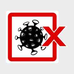 简单的切割贴纸向量警告禁止标志病毒包括新冠病毒