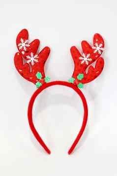 头巾圣诞节驯鹿鹿角红色的娃娃headband-hairbrush他节日圣诞节一年孤立的白色背景