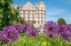 紫色的花帝国酒店可爱的游行花园浴英格兰
