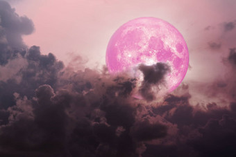 粉红色的月亮回来黑暗品红色的云海