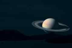 环土星地球岛海晚上天空
