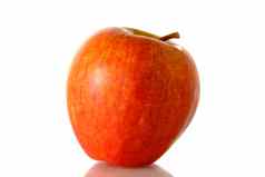 关闭红色的苹果水果孤立的白色背景反射