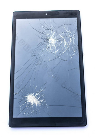 <strong>打碎</strong>了屏幕破坏破碎的玻璃关闭平板电脑电话