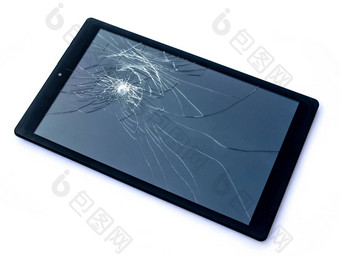 打碎了屏幕破坏破碎的玻璃关闭平板电脑电话