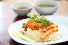 泰国食物美食炸鸡大米考县MUN或芯片芯片