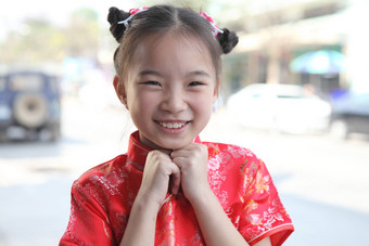 中国人女孩传统的中国人旗袍