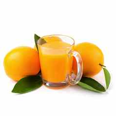 玻璃橙色汁新鲜的橙色孤立的白色引入