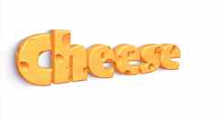 孤立的词奶酪使黄色的切达干酪