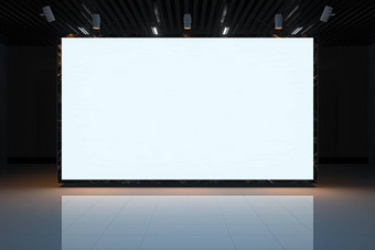 发光的空白墙大展厅呈现