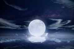 完整的月亮晚上海