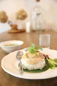 泰国食物美食蒸鸡大米