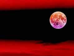 血月亮黑暗红色的天空