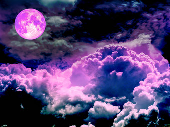 超级完整的<strong>紫</strong>色的<strong>月亮</strong>晚上天空