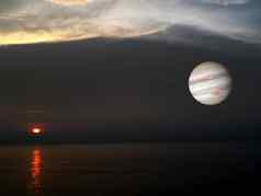 日落海木星背景空间
