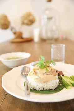泰国食物美食蒸鸡大米