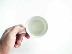 空白色清洁陶瓷咖啡杯手