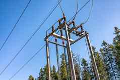 木实用程序波兰电阶段能源分布桥塔电权力分布更高的电压电行较低的当地的