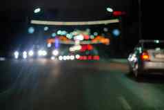 散焦图片晚上街车交通视图路色彩斑斓的晚上生活背景