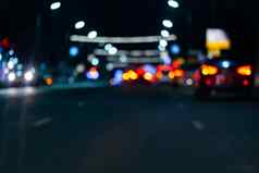 散焦图片晚上街车交通视图路色彩斑斓的晚上生活背景
