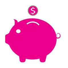 小猪银行图标白色背景平风格小猪银行图标