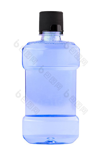 塑料瓶粉红色的水<strong>漱口</strong>水孤立的白色背景