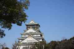 大阪城堡蓝色的天空日本城堡