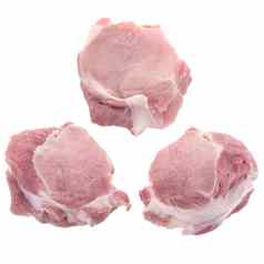 块猪肉肉切片生猪肉肉孤立的白色回来