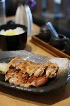 日本食物鸡照代木大米木背景