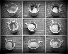 咖啡杯拼贴画黑色的白色