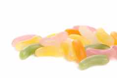 色彩斑斓的果冻糖果甜蜜的糖孤立的白色背景