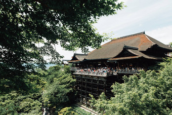 清水寺庙日本寺庙绿色叶子《京都议定书》日本